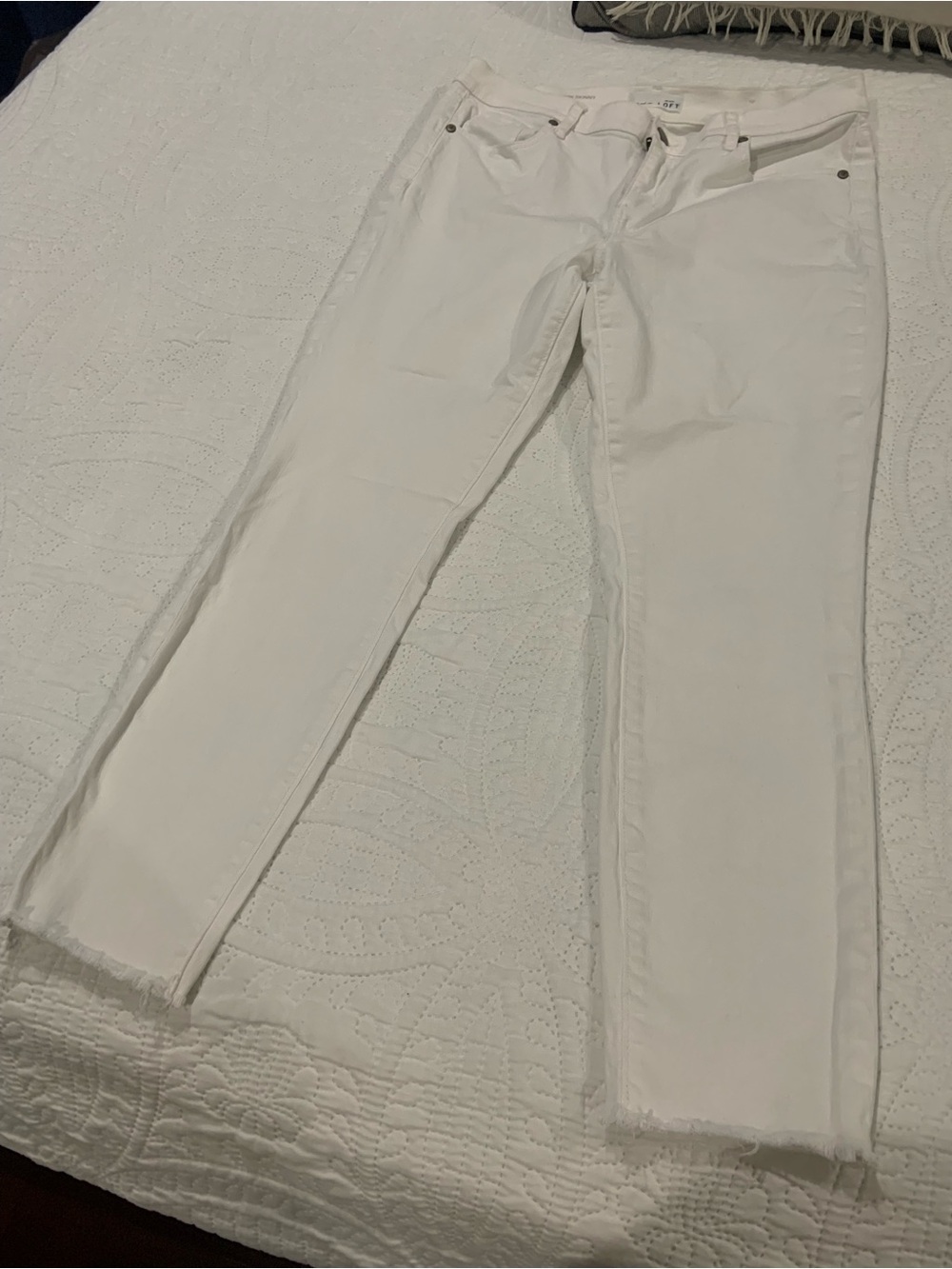 LOFT White Straight-Leg Jeans with Raw Hem